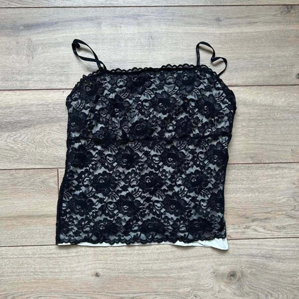 Black lace cami top with